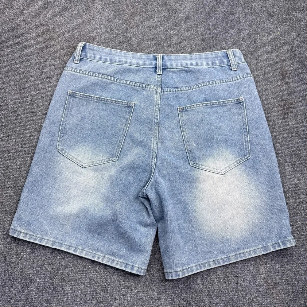 Manfinity Jorts Baggy Jean Shorts Mens Size Medium Light Wash 1997 VTG Y2K Style